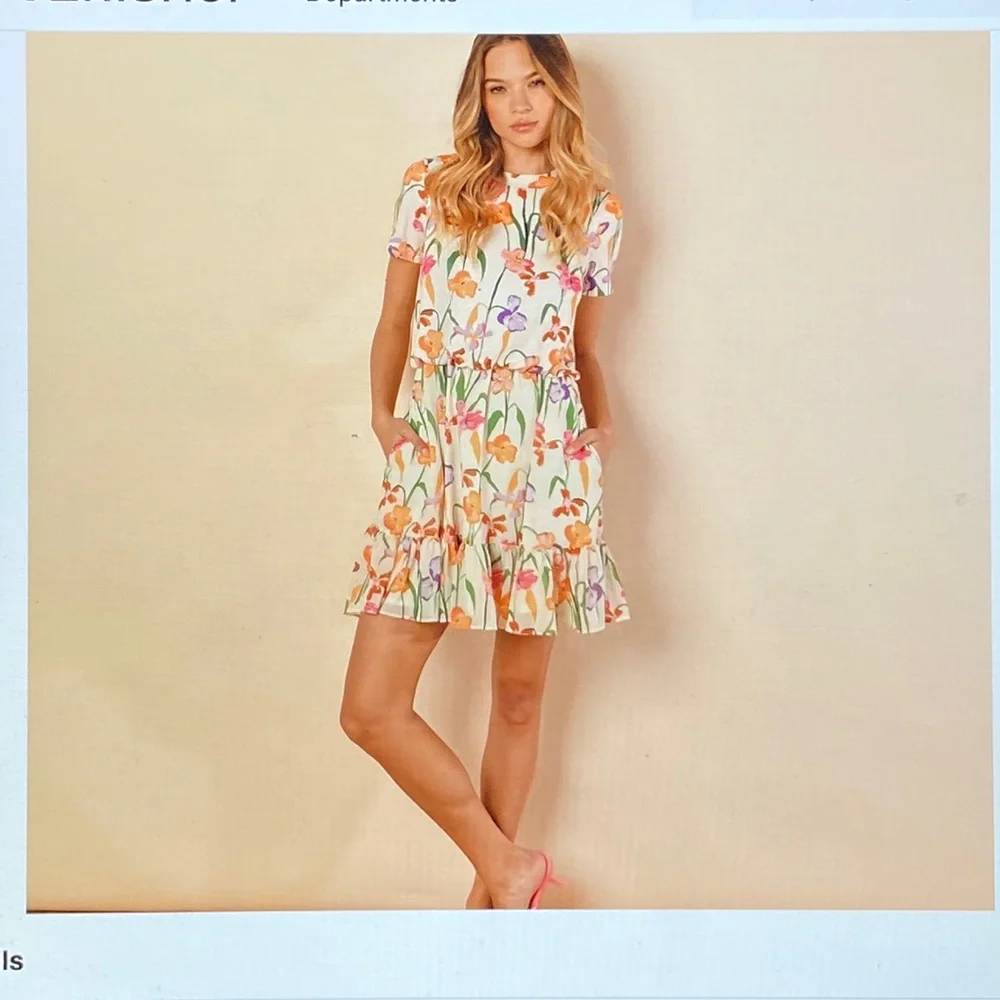 Fairy Core Colorful Blooms Floral Chiffon Skirt Mini Dress Size Small - Picture 3 of 12